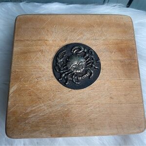 Vintage Zodiac CANCER Crab Bronze Brass Disc Coin Luck or Worry Coin